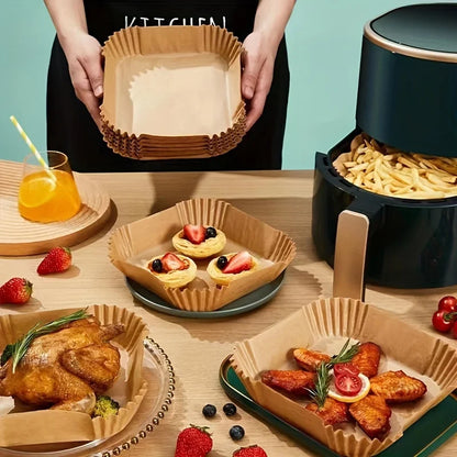 10-200pcs Air Fryer Disposable Paper Liner Square Air Fryer Liner Oil & Parchment Paper for Baking Roasting & BBQs Gr