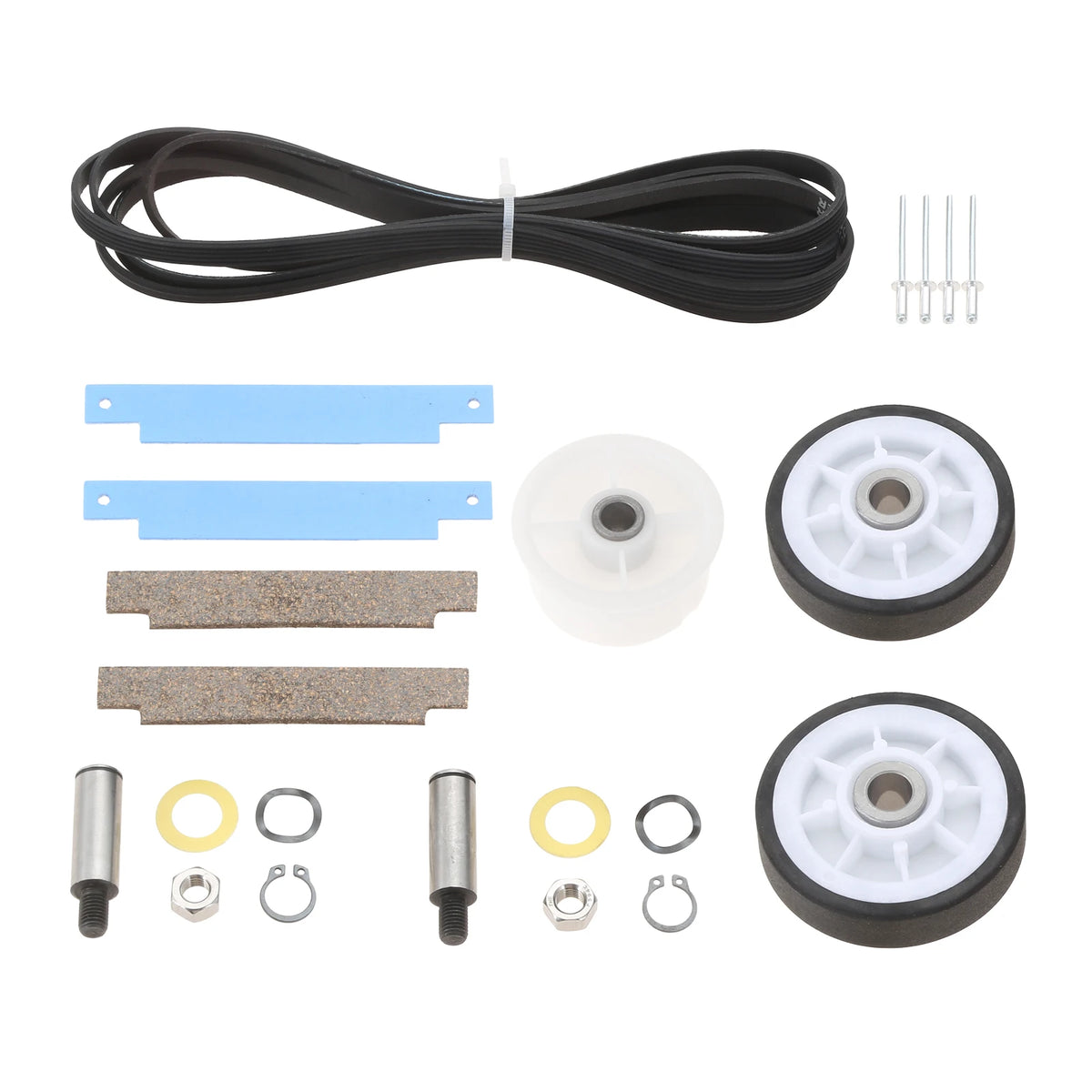12001541 Dryer Drum Roller Kit 306508 Drum Bearing Kit WP63700340 Idler Pulley WP33002535 Drum Belt for Maytag Compatible with Kenmore Crosley
