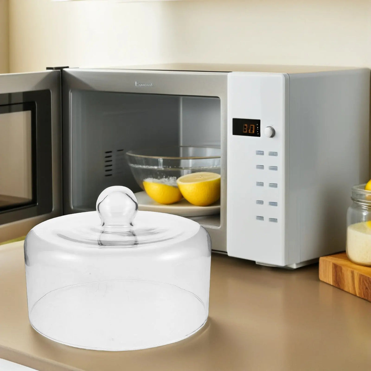 Microwave Glass Splatter Cover 9x6.7 Inch Clear Plate Splatter Guard Lid Food Dome Cake Dome Veggie Dessert Platter Cover