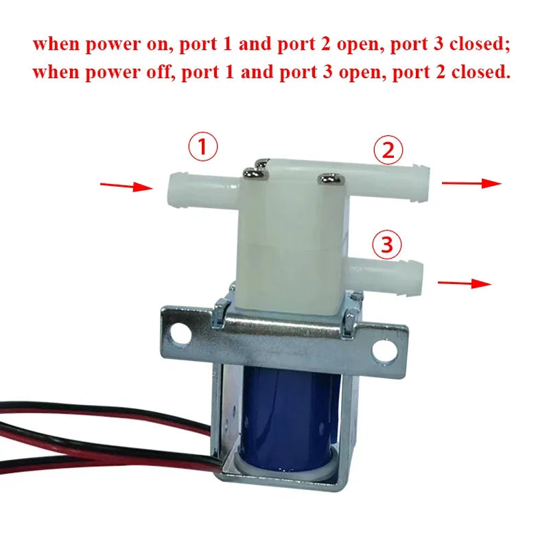 DC 6V/12V/24V 2-Position 3-Way Solenoid Valve NC/NO Water Air Water Purifier Coffee Machine Control Switch