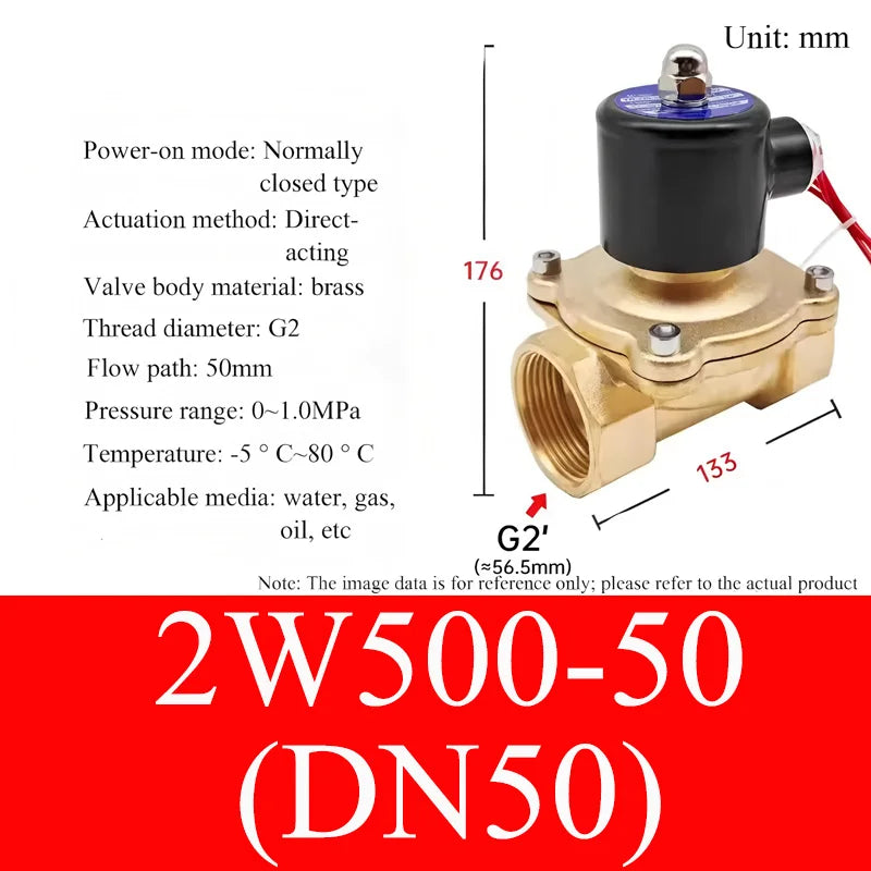 2W Small Solenoid Valves Water Valves Pneumatic Control Valves DN8/10/20/50 Normally Closed 12V 24V 220V 110V For Water Oil Air