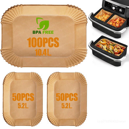 Air Fryer Paper for Ninja AF500EU Disposable Non-Stick BPA Free Healthy Cooking Oil Free Compatible with Dual Zone Air Fryers