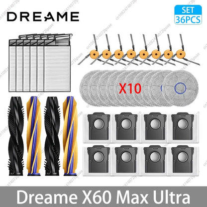 Dreame X60 Max Ultra Accessories Main Side Brush HEPA Filter Mop Cloths Dust Bag Vacuum Cleaner Replacement Spare Parts