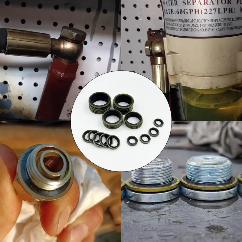 High Press Hydralic Rubber Oil Pip Bonded Washer Metal Drain Plug Gasket Fit Combined M6 M8 M10 M12 M14 M16-M22 M24 Sealing Ring