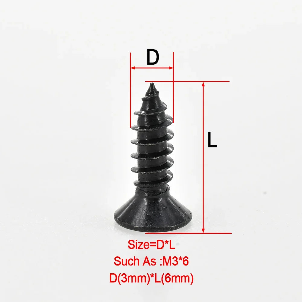 M1.7-M5 Small Micro Carbon Steel Cross Phillips Flat Countersunk Pan Head Self Tapping Wood Screw Machine Laptop Screws30-200pcs
