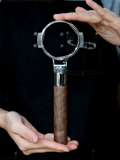 Mischief Handle Filter Holder for E61 Group Espresso Machines, Walnut-E61