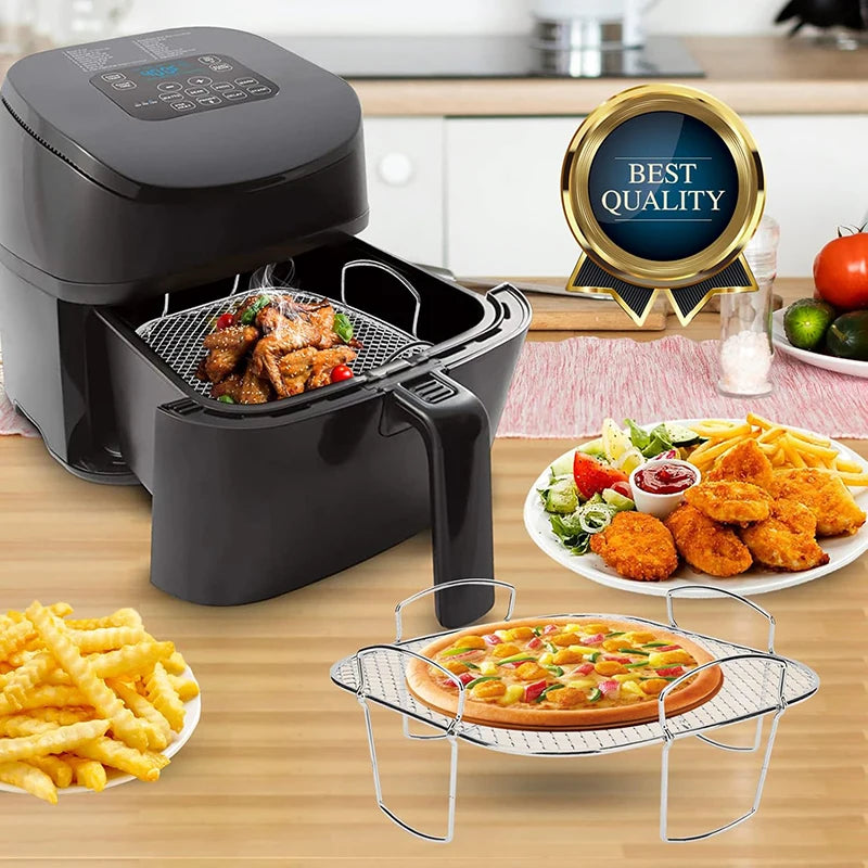 Air Fryer Accessories Metal Oven Air Fryer Racks For Baking Stackable Grill Skewer Rack Fit All Airfryer 4.2Qt - 5.8Qt