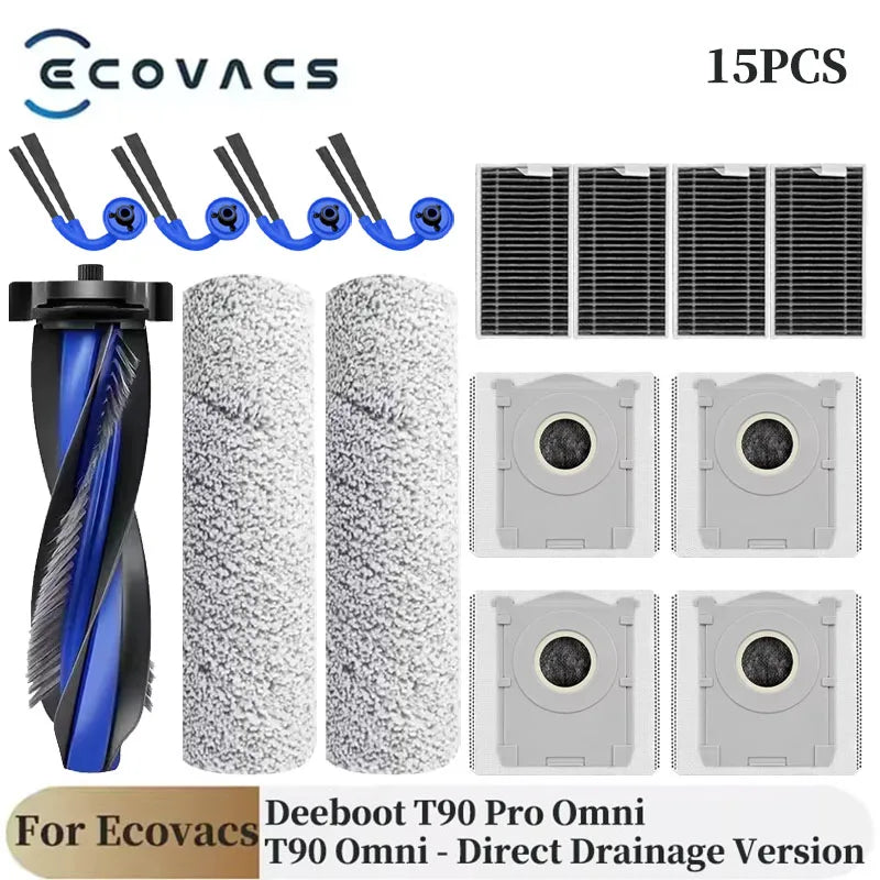 For Ecovacs Deebot T90 Pro Omni/T90 Omni Robot Vacuum Cleaner Parts Main Roller Side Brush Filter Mop Cloth Dust Bag Accessories