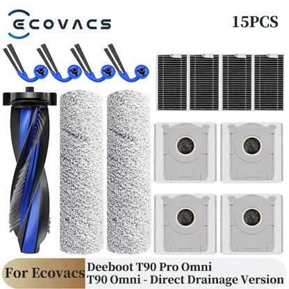 For Ecovacs Deebot T90 Pro Omni/T90 Omni Robot Vacuum Cleaner Parts Main Roller Side Brush Filter Mop Cloth Dust Bag Accessories