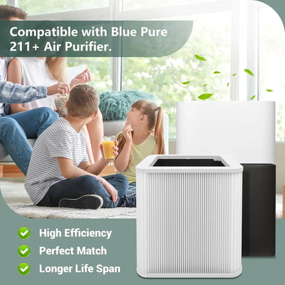 Filters for Blueair Blue Pure 211+ Series Air Purifiers, Household Foldable Particulate and Activated Carbon Filters