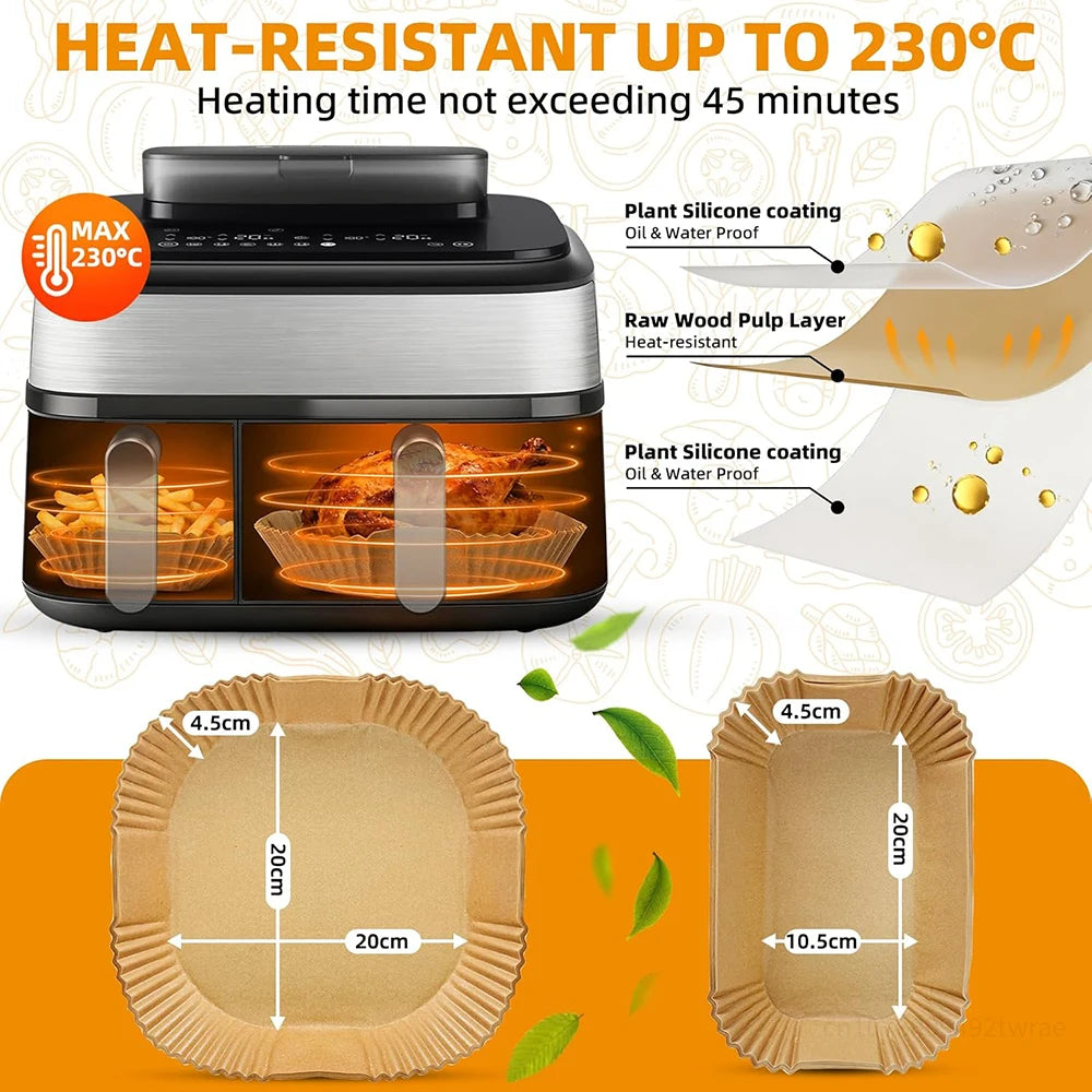 Air Fryer Baking Paper for Philips Dual Basket 3000/5000 Series 6L/3L, Paper Airfryer Accessories for NA350/00 NA550/00