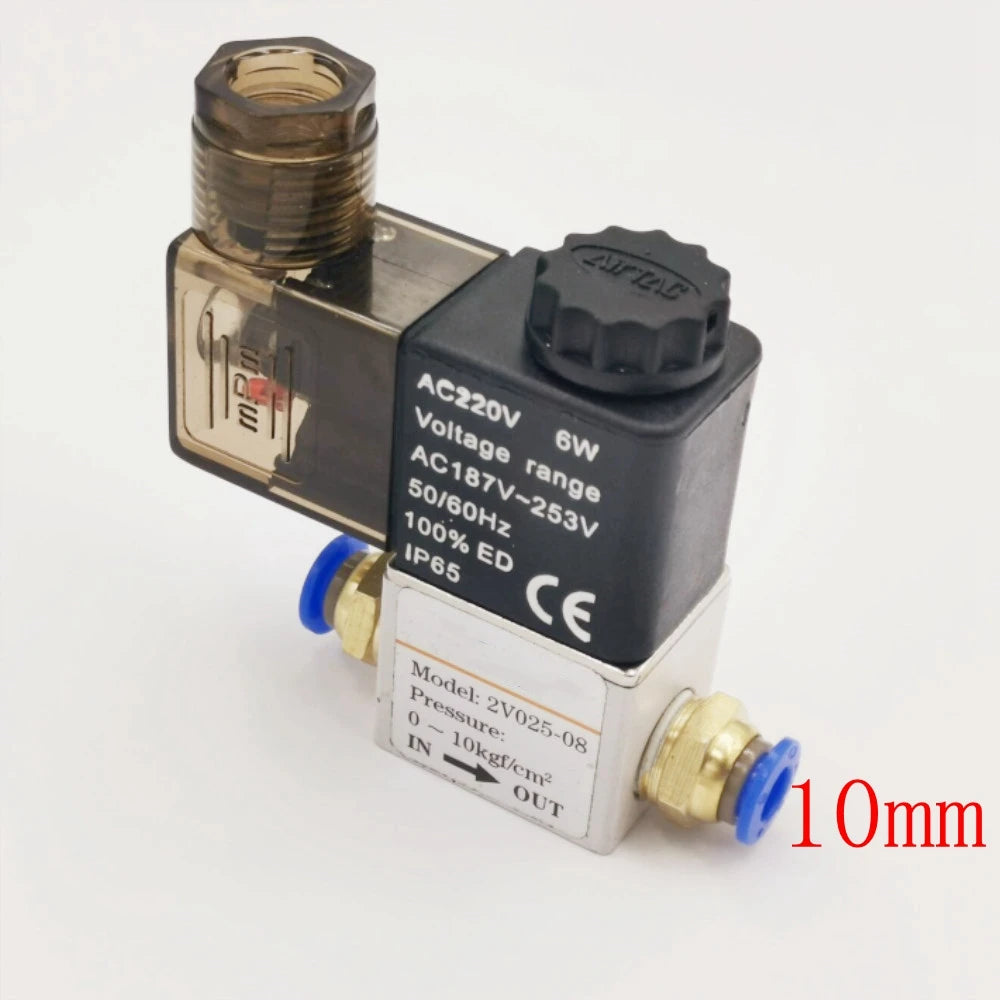 12V 24V 220V Pneumatic Electric Solenoid Valve 2 Position 2 Port Normally Closed Air Magnetic Valve 6mm 8mm Hose Barb Connection