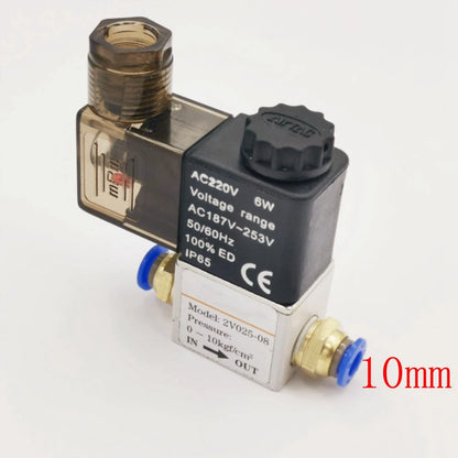 12V 24V 220V Pneumatic Electric Solenoid Valve 2 Position 2 Port Normally Closed Air Magnetic Valve 6mm 8mm Hose Barb Connection