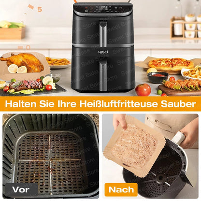 Hot Air Fryer Accessories for Cosori Turbo Tower 10.8L Double Stack, AirFryer Baking Paper & Silicone Mould (6.5L & 4.3L)