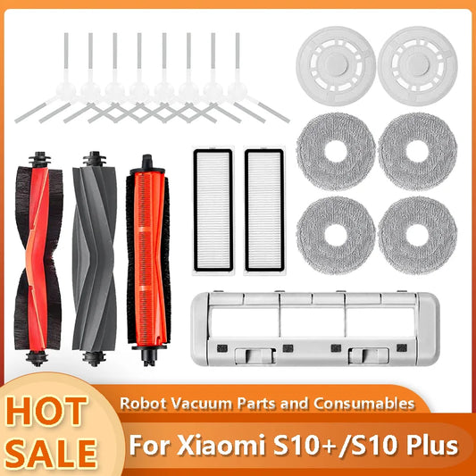 Compatible with Xiaomi S10+/S10 Plus/B105 Robot Vacuum Cleaner Accessories Main Brush Side Brush Hepa Filter Mop Cloth Dust Bag Parts Spare
