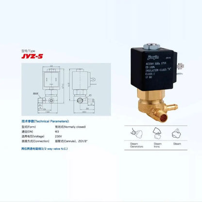 Jiayin JYZ-5 Clean ironed electromagnetic valve accessories coffee machine 220V Normally closed steam solenoid valve JYZ-5