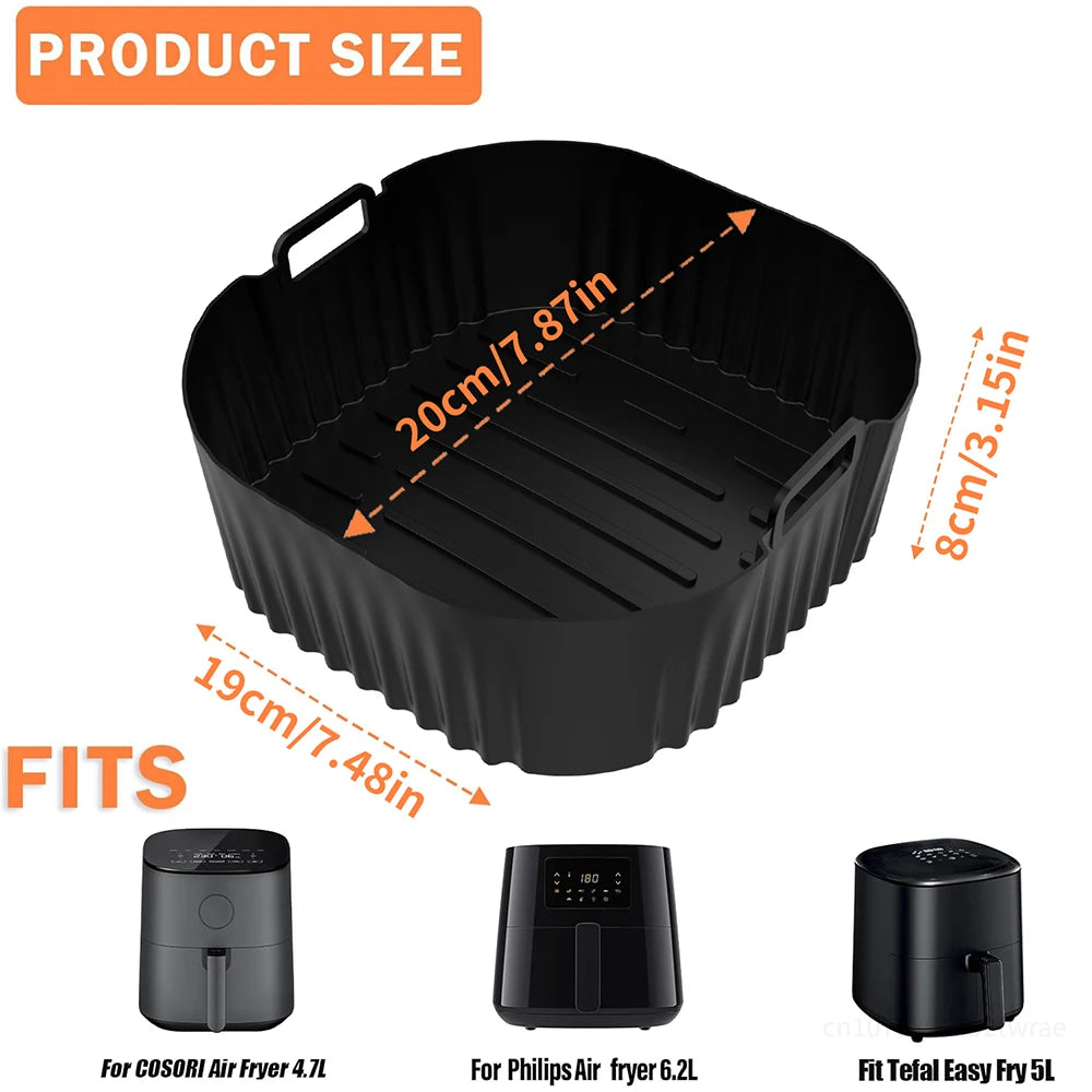 20cm Square Silicone Mould for Philips 2000 Series NA229/00 4.2L COSORI Airfryer 3.8 - 4.7L Reusable Airfryer Accessoires