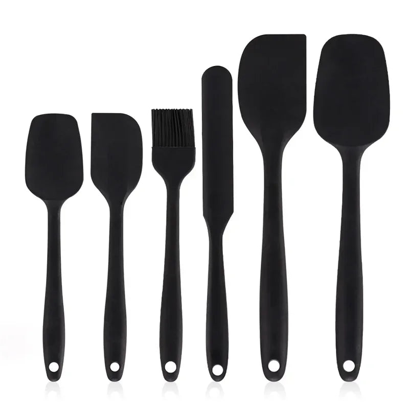 6 Pieces Silicone Spatula Set Non-Stick Heat Resistant Spatula Oil brush Cream Mixing Spoon for Cooking Baking Mix Baking Tools