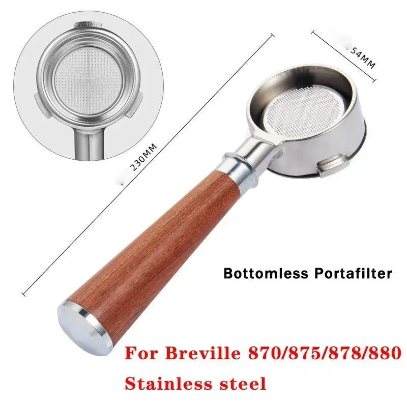 54mm Stainless Steel Double Mouth Portafilter for Breville Sage870/875/878/880 Bottomless Coffee Filter Handle Modification Tool