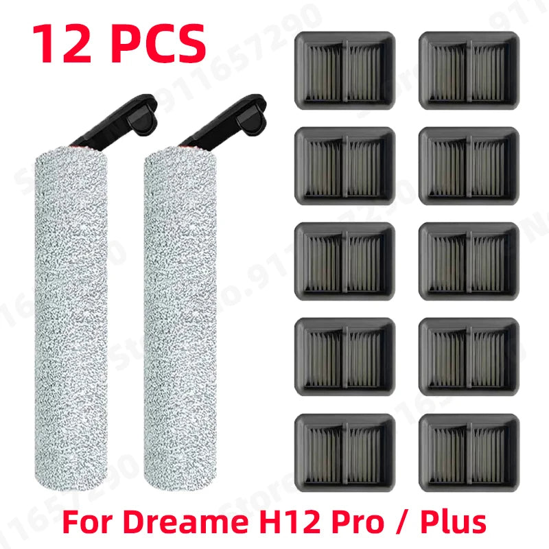 For Dreame H12 Pro / Plus Spare Parts Wet Dry Vacuum Cleaner Soft Roller Brush Hepa Filter Replacement Accessories