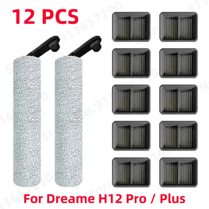 For Dreame H12 Pro / Plus Spare Parts Wet Dry Vacuum Cleaner Soft Roller Brush Hepa Filter Replacement Accessories