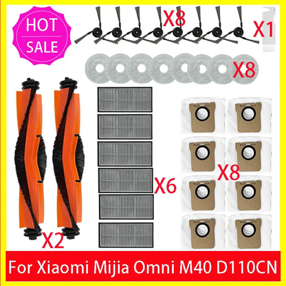 For ( Compatible with Xiaomi Mijia M40 ) D110CN Vacuum Parts Main Tricut Roller Side Brush Hepa Filter Mop Cloth Dust Bag Accessories