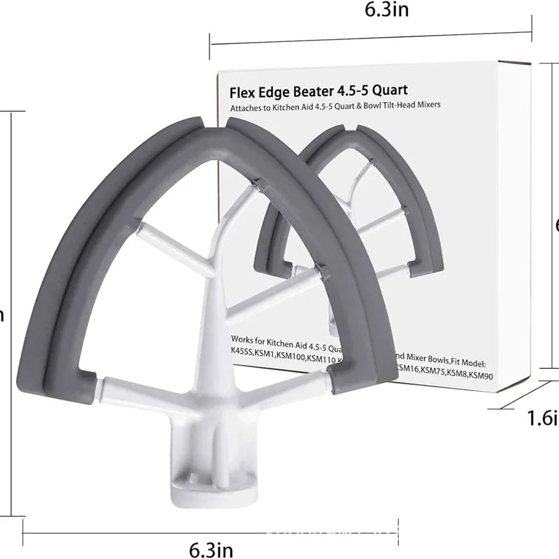 Flexible Side Beater for KitchenAid Mixer 4.5-5-Quart Tilt Head, Kitchen Mixer Paddle Attachment with Silicone Side Bowl Scraper