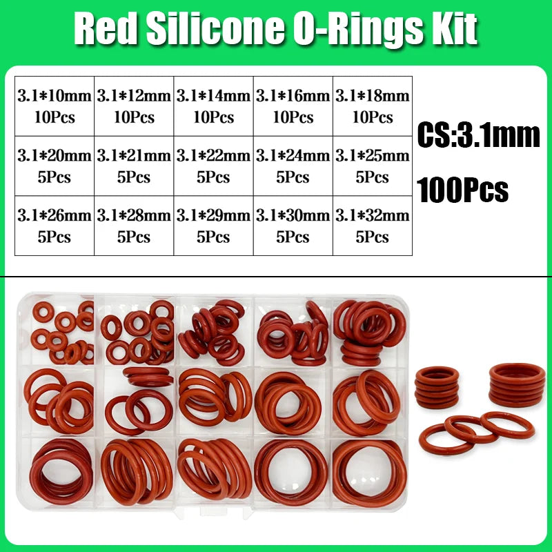 Silicone Red O Ring VMQ ORing Sealing Washer High Temperature Car Automotive Conditioner Plumbing Gaske