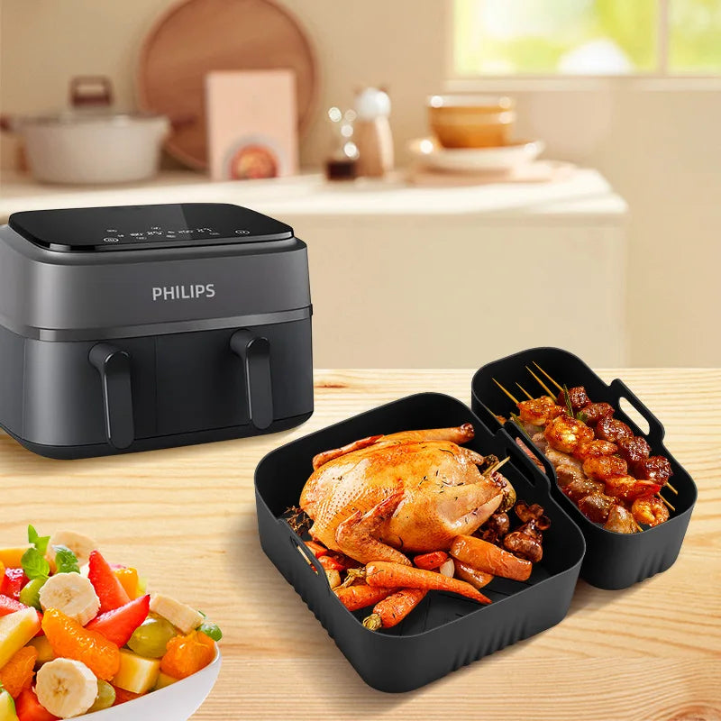 Rectangle Air Fryer Silicone Liner 3L/6L Big Small Double Basket for Philips NA350 Airfryer Accessories Silicone Basket Mold