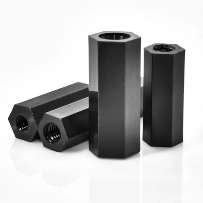 White and Black Double Pass Nylon Hex-agon Spacer Standoff Female Column Double Pass Plastic Hex Long Spacing Screws M2 M2.5 M3