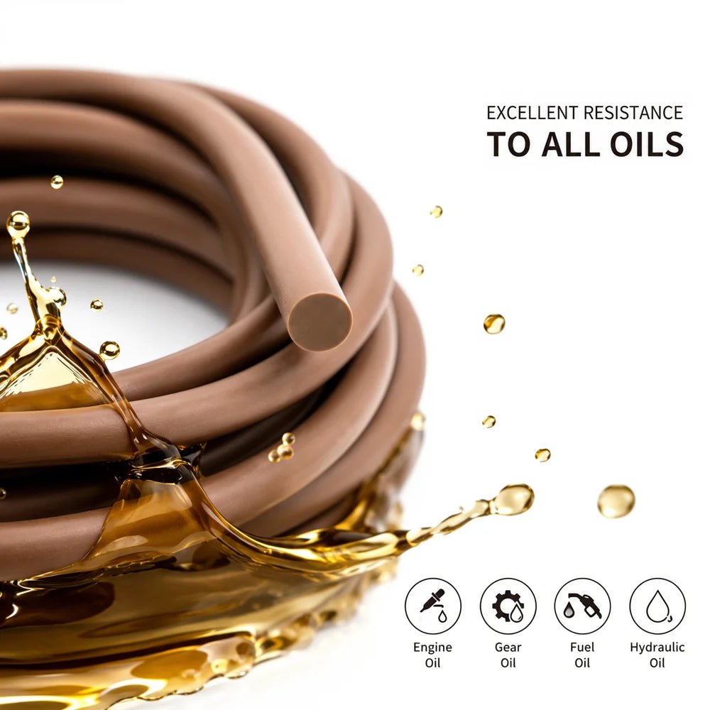 1/2/3/5/10M Brown FKM Seal Strip Dia 1.5~8mm Anti Compression and Non Deformation equipment Sealing Rubber Strip