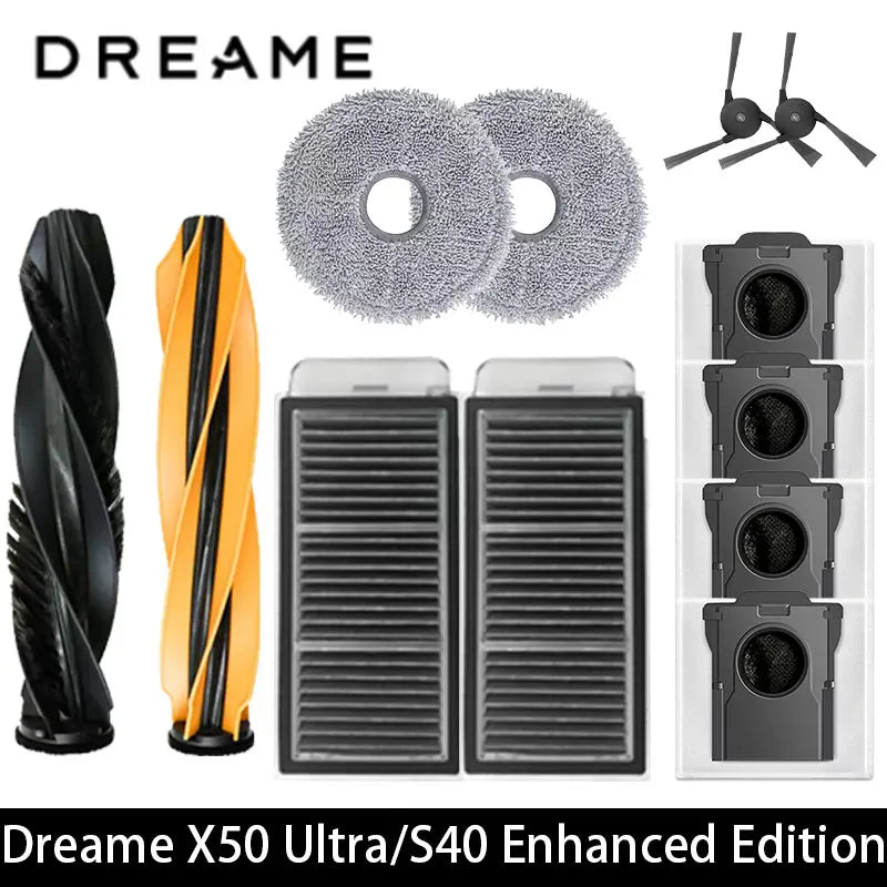 Dreame X50 Ultra / S40 Enhanced / L50 Pro Ultra Edition Vacuum Parts Main Roller Side Brush Hepa Filter Mop Cloth Dust Bag
