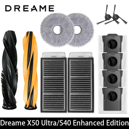 Dreame X50 Ultra / S40 Enhanced / L50 Pro Ultra Edition Vacuum Parts Main Roller Side Brush Hepa Filter Mop Cloth Dust Bag