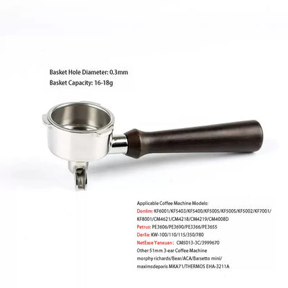 51mm 3-Ear Bottomed Portafilter for Donlim/Homix/Gypas//Sachi Espresso Machines, 304 Stainless Steel Coffee Handle with Basket