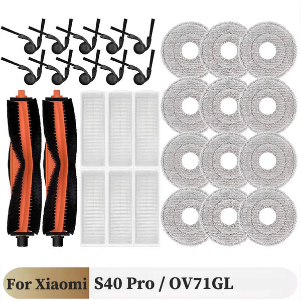Compatible with Xiaomi S40 Pro / OV71GL Robot Vacuum Replacement Parts Main Side Brush Filter Mop Cloth Accessories