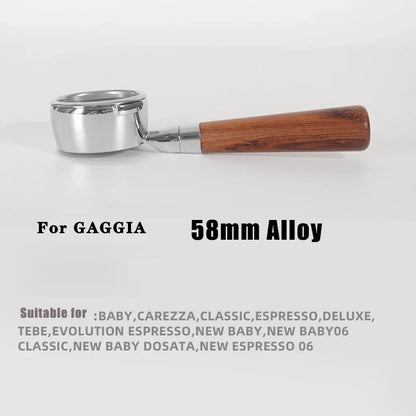 58mm Filter for GAGGIA Coffee Machine Bottomless Coffee Portafilter Home Espresso Solid Wood Handle Barista Tool