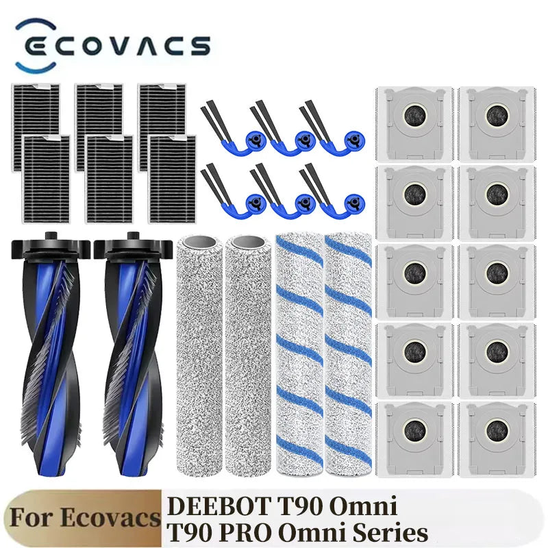For ECOVACS DEEBOT T90 Omni / T90 PRO Omni Series Robot Vacuum Cleaners Main Brush Mop Cloth Dust Bag Side Brush Filter Parts