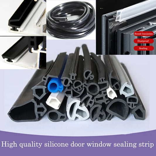 1/3/5M Aluminum Alloy Door Window Soundproof Strip Bridge Cutoff Silicon Sealing Strips Card Slot Type Windproof Dust-Proof Seal