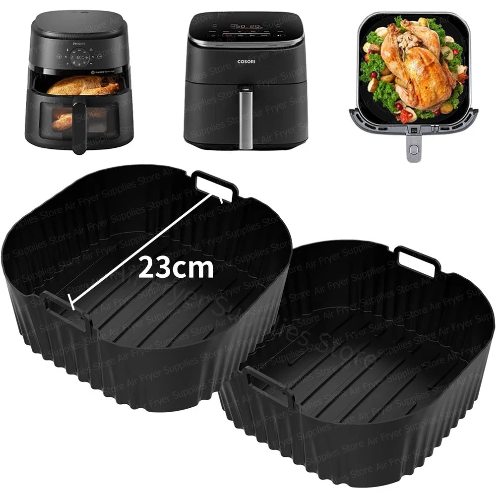 Air Fryer Mold for Philips Series 2000 NA230/00 COSORI 5.5L/6L/6.2L Square Reusable Silicone Airfryer Liners Baking Accessories