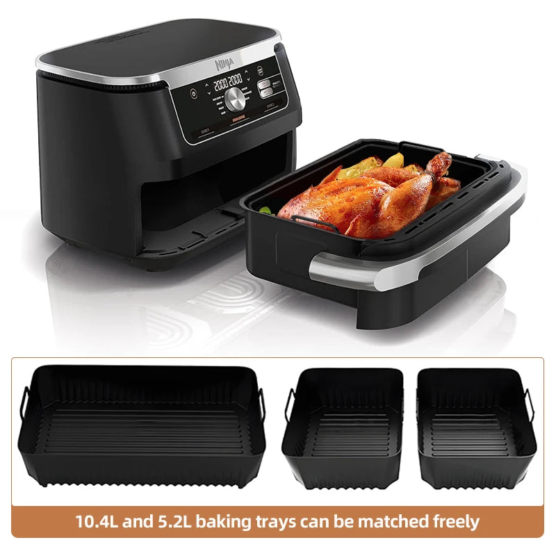 Reusable Silicone Air Fryer Basket Liner Fit Ninja AF500 Non-Stick Heatproof Easy Clean Kitchen Cooking Accessory