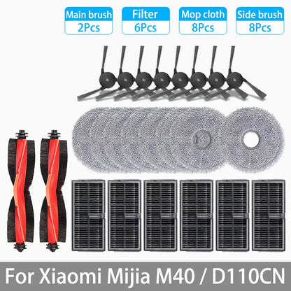 For XIAOMI MIJIA M40 D110CN OMNI Infinite Robot Replacement Parts Main Side Brush Hepa Filter Mop Cloth Dust Bag Accessories