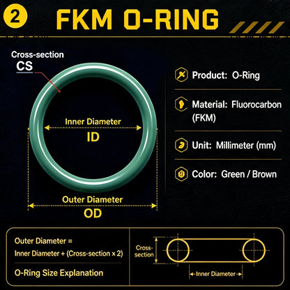 10Pcs FKM O-Ring CS 2.4mm OD 6~32mm Wear resistant/Strong sealing/Equipment oil circuit and dustproof rubber ring