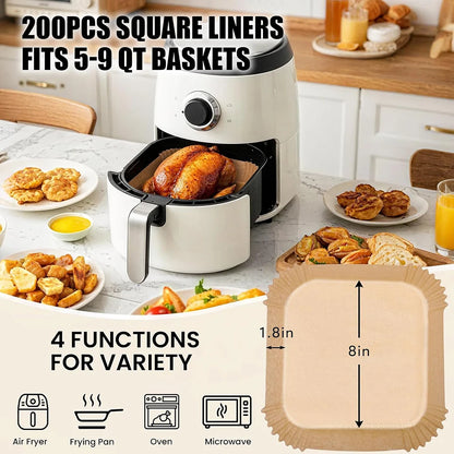 8" Parchment Paper, Non-Stick & Oil-Proof, Fits Ninja AF141 5QT AF181 6.5QT, Cosori, Instant Pot 6 QT, Other 5-8QT Air Fryers