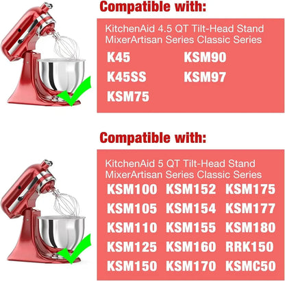 K45WW Stainless Steel Wire Whip Mixer Accessory Replacement for KitchenAid 4.5-5QT Bowl Rack Mixer