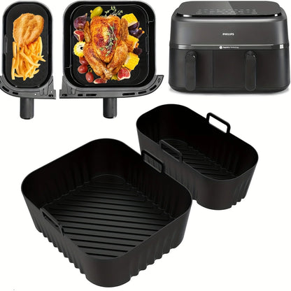 2pcs Silicone Baking Trays for Air Fryer Compatible with Philips-Na350-3000 Size Silicone Baking Tray Modelswith Non-Stick Surface