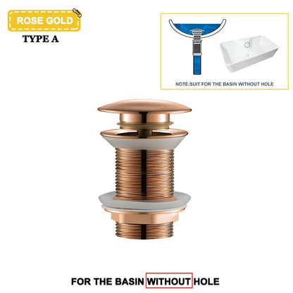 Wash Basin Pop-Up Drain Button Sink Stopper Drainer Siphon Waste Stopper Waste Pipe Drain Brushed Gold Bathroom Accessories