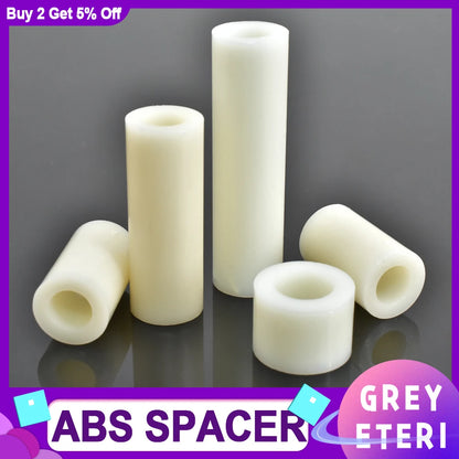 M3-M12 Round ABS Insulation Spacers Hollow Non Thread Standoff Rack Washer TV Install Plastic Column Pillars Beige 80-1000pcs