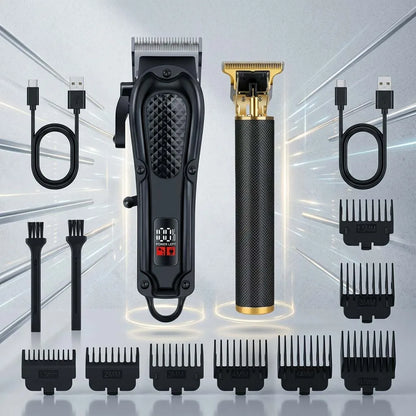 Professional 4-in-1 Hair Clipper & Trimmer Set for Men – Cordless Grooming Kit with LCD Display, USB Rechargeable, Includes Beard Trimmer,Electric Shaver, Nose Hair Trimmer & Multiple Guide Combs – Perfect for Home & Barber Use