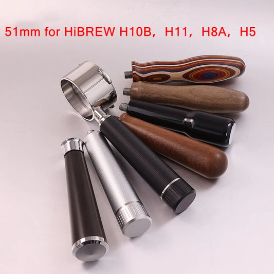 51mm 3-lug Bottomless Portafilter for HiBREW H10B/H11/H8A/H5 Espresso Machine Stainless Steel Coffee Handle Filter Tool
