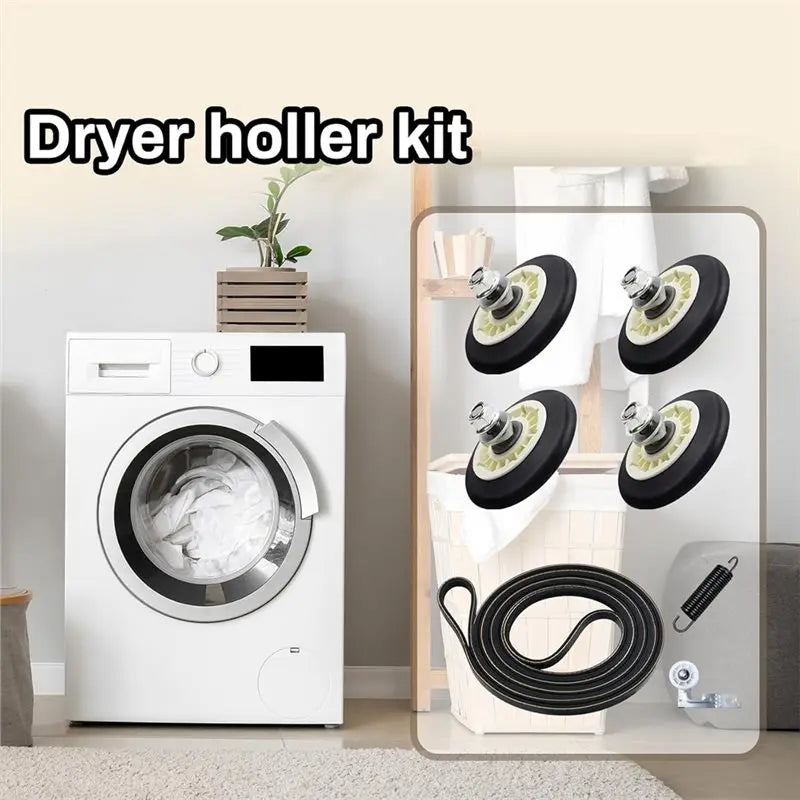 ESSENTIALS Dryer Roller Kit Compatible with Kenmore Dryers- Includes Drum Roller Assembly, Belt& Idler Pulley Repair Replacement Parts
